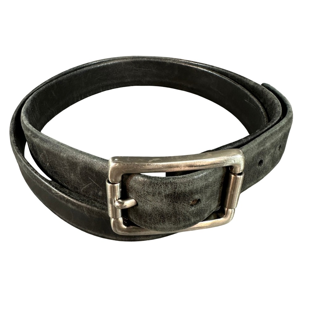 Brooks Brothers 346 Solid Brass Buckle Black Leather Belt Vintage Style 42